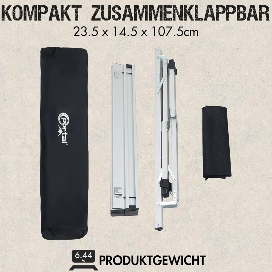 PORTAL Campingtisch Aluminium faltbar, höhenverstellbar, 108x71cm, belastbar