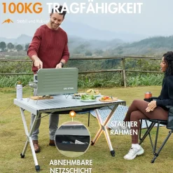 PORTAL Campingtisch Aluminium faltbar, höhenverstellbar, 108x71cm, belastbar