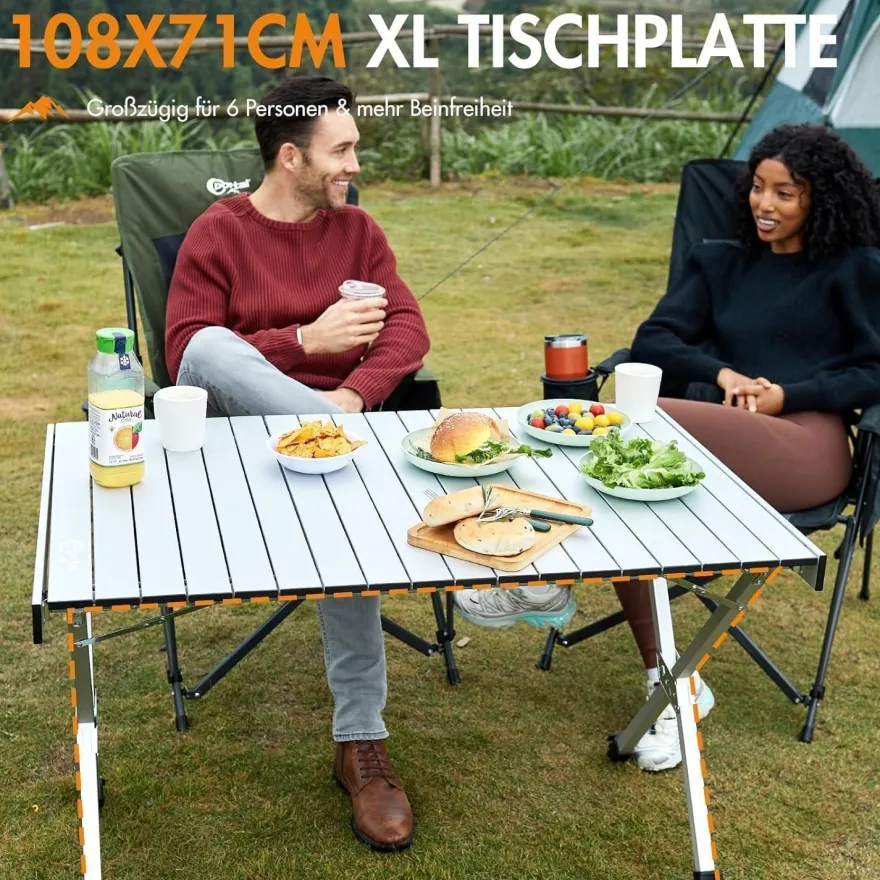 PORTAL Campingtisch Aluminium faltbar, höhenverstellbar, 108x71cm, belastbar