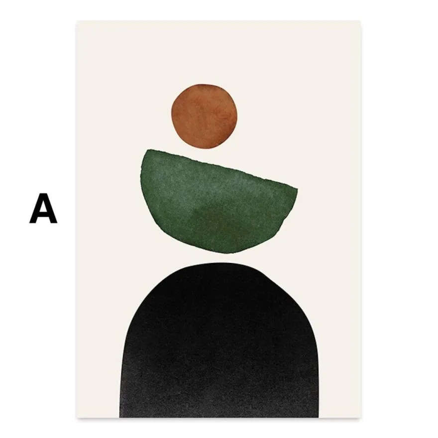 Poster Boho Blumen Zweige und Abstrakte Formen als Deko Print ohne Rahmen