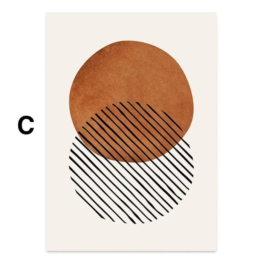 Poster Boho Blumen Zweige und Abstrakte Formen als Deko Print ohne Rahmen