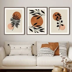Poster Boho Blumen Zweige und Abstrakte Formen als Deko Print ohne Rahmen