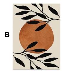 Poster Boho Blumen Zweige und Abstrakte Formen als Deko Print ohne Rahmen