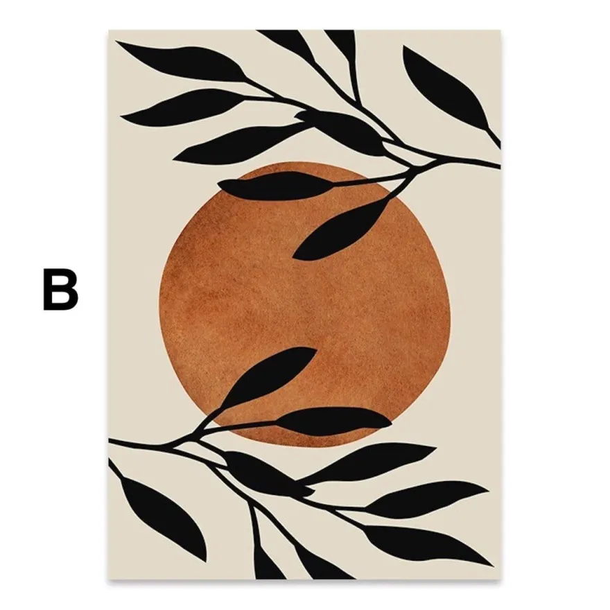 Poster Boho Blumen Zweige und Abstrakte Formen als Deko Print ohne Rahmen