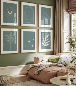 Poster Boho Modern Minimalistisch · Linien Sterne Sonne Bogen Palme Blatt · W