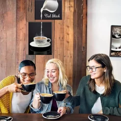 Poster Küchen Bilder 2 Stück Rahmen Kaffee Bar Schwarz Weiß Leinwand Esszimmer