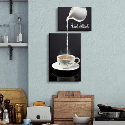 Poster Küchen Bilder 2 Stück Rahmen Kaffee Bar Schwarz Weiß Leinwand Esszimmer