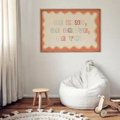 Poster Kinderzimmer · Be Kind, Be Brave, Be You · Bunter Spruch in Regenbogen