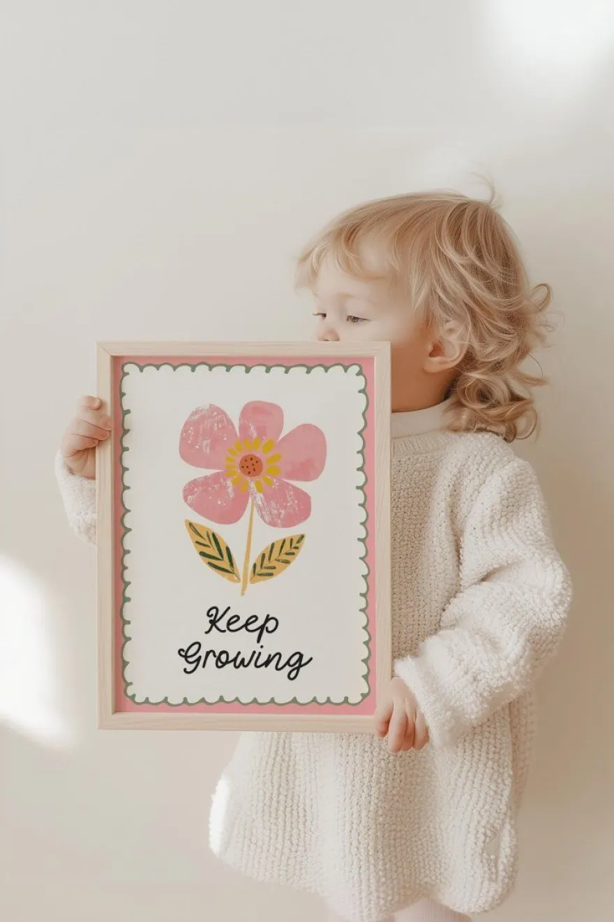 Poster Kinderzimmer Blume · Keep Growing Spruch · Liebevolle Deko mit Botscha