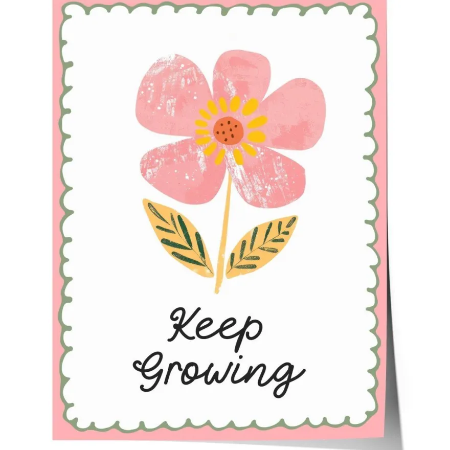 Poster Kinderzimmer Blume · Keep Growing Spruch · Liebevolle Deko mit Botscha