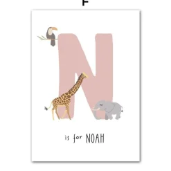 Poster Kinderzimmer Dschungel Tiere · Name Personalisiert · Kinderzimmer Bild