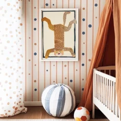 Poster Kinderzimmer Tier · Gepunkteter Leopard Kopfstand · Lustiges Wandbild
