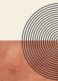 Poster Mid Century Moderne Wandkunst Dekoration · Boho Stil · Orange · Schwar
