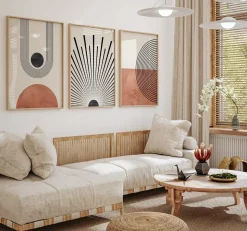 Poster Mid Century Moderne Wandkunst Dekoration · Boho Stil · Orange · Schwar