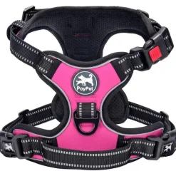 PoyPet Kein Pull Hundegeschirr mit Griff, Rosa, Größe L - Ideal für Training