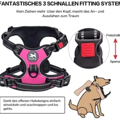 PoyPet Kein Pull Hundegeschirr mit Griff, Rosa, Größe L - Ideal für Training