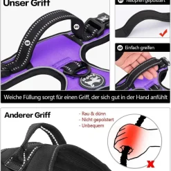 PoyPet Reflektierendes Hundegeschirr, Front-Clip, Violett, Größe S