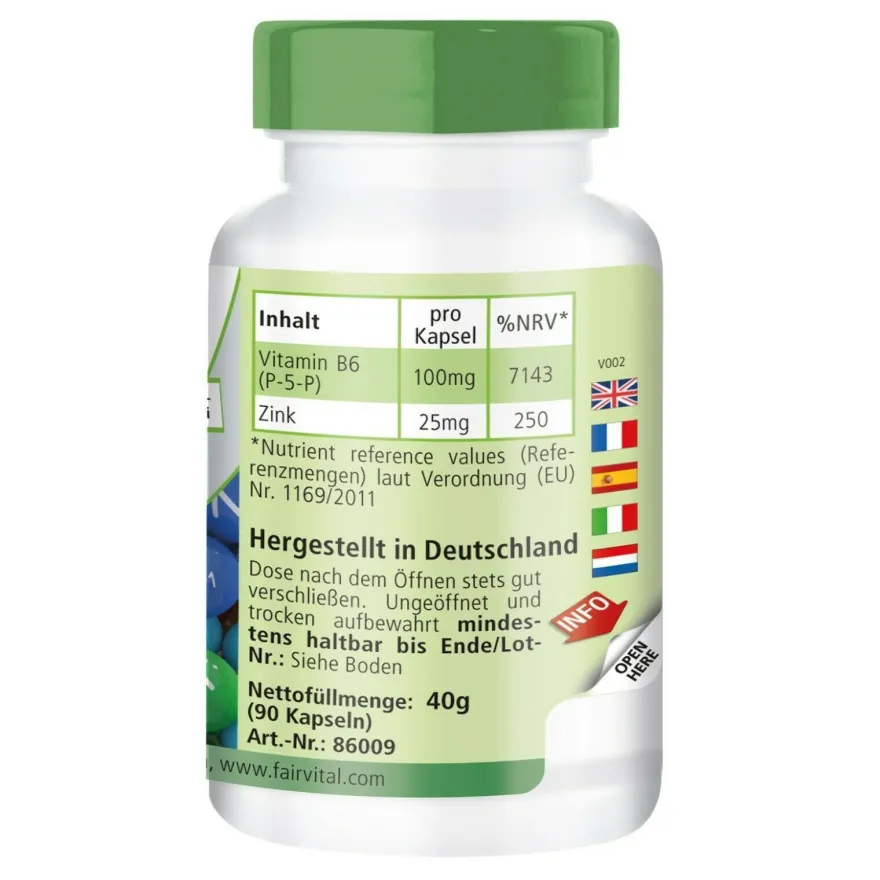 P-5-P 100mg mit Zink und Vitamin B6 - 90 Kapseln - fairvital