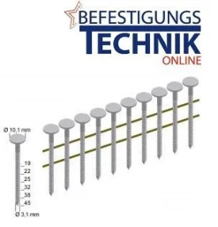 Prebena Dachpappnägel 3,1x19mm Ring verzinkt für Dachpappnagler 4X-CNZ45 Makita AN454
