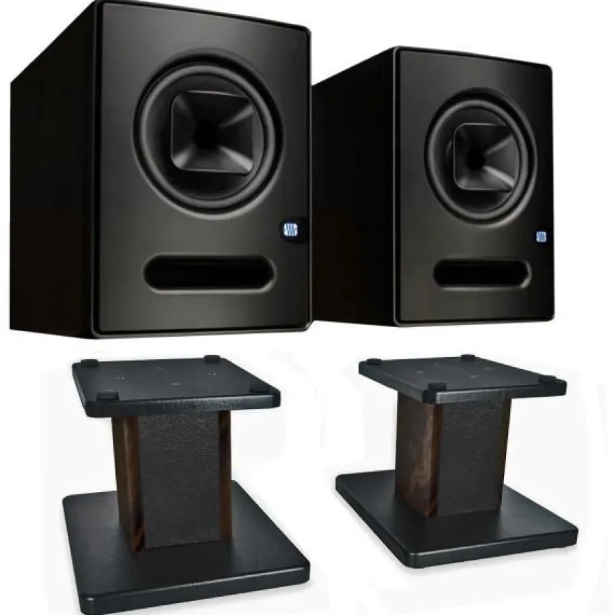 Presonus Studio-Monitor Sceptre S8 1 Paar mit Boxenständer Walnuss