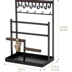 ProCase Schmuckständer 6 Tier Jewelry Organizer Schwarz metalle Holz