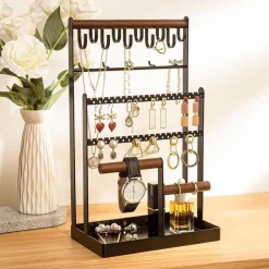 ProCase Schmuckständer 6 Tier Jewelry Organizer Schwarz metalle Holz