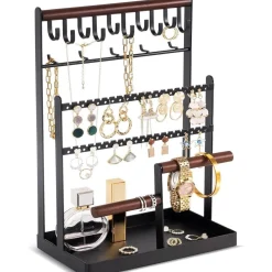 ProCase Schmuckständer 6 Tier Jewelry Organizer Schwarz metalle Holz