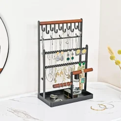 ProCase Schmuckständer 6 Tier Jewelry Organizer Schwarz metalle Holz