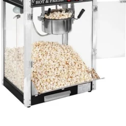 Professionelle, effiziente und einstellbare Popcornmaschine, 230 V, 1,6 kW, schwarz