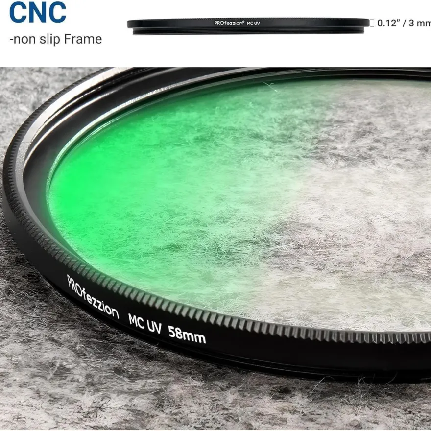 PROfezzion Slim UV Filter 55mm für Nikon D3500 D3400 D5600 D7500, Sony A7 A7II