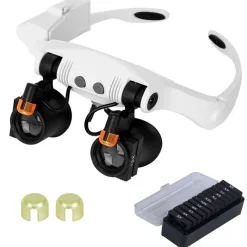 Profi LED Stirnlupe Kopflupe Lupenbrille Mit Licht Lupe Brillenlupe WS