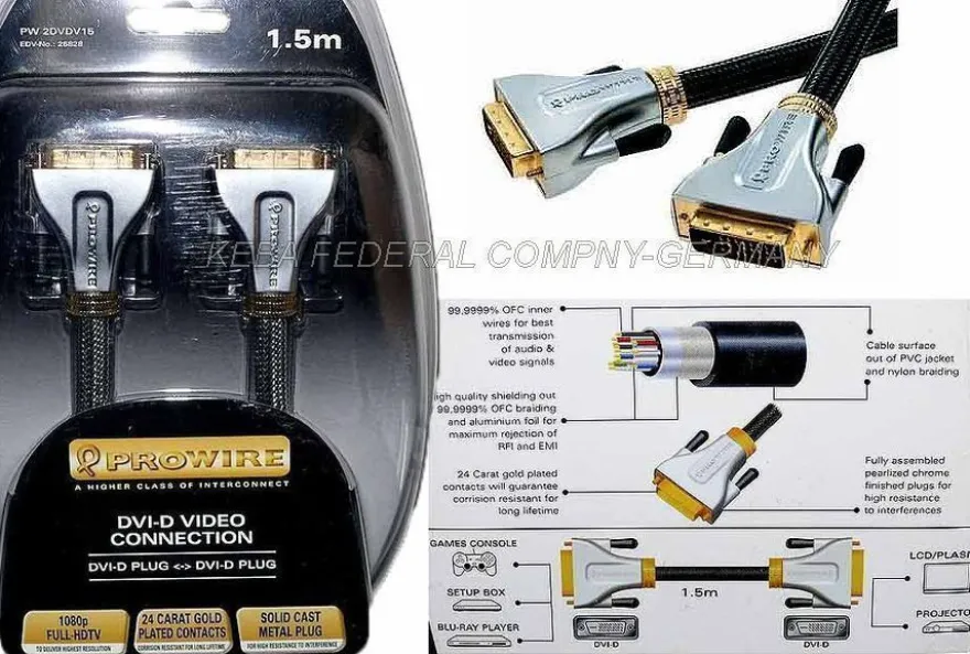 Prowire PW2DVDV15 DVi-D > DVi-D Plug Video Kabel 24K Gold 1080p FULL HD-TV B2