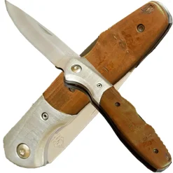 PUMA TEC Taschenmesser, Backlock, Olivenholz-Schalen, Geschenkbox Klappmesser