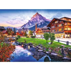 Puzzle Photo Odyssey Stadt in den Alpen, Schweiz, 1000 Teile, 68 x 48 cm