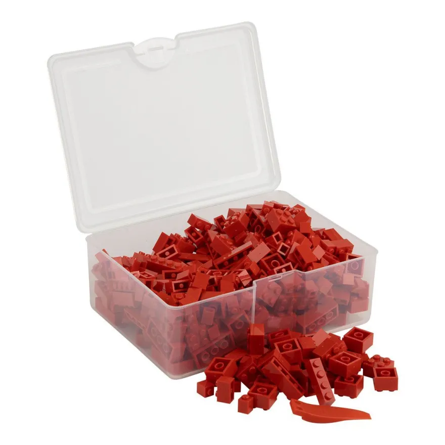 Q-Bricks Teilebox - 300 Klemmbausteine - Farbe: Feuerrot