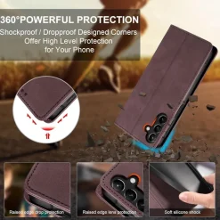 QHOHQ Handyhülle für Samsung Galaxy A56/A36 5G, Flip Case in Lederoptik