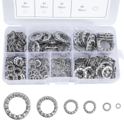 QIMEI-SHOP Sicherungsscheiben Innenzahn Edelstahl M3-M12 Sortiment Set 270 Stück
