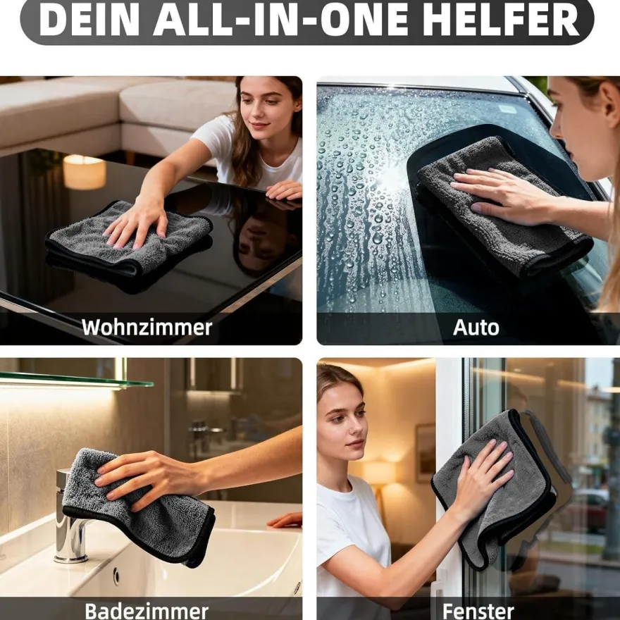 Qiusmart Mikrofasertücher 3er-Set - Schnelltrocknend, extrem saugstark