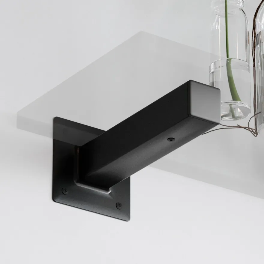 QLS Regalhalterung 2 Stück für Wandregal 20x10x4 cm Schwarz Stahl T-Form 11101