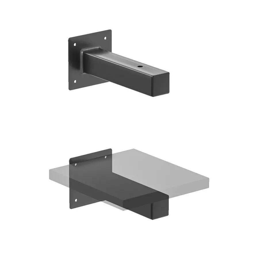QLS Regalhalterung 2 Stück für Wandregal 20x10x4 cm Schwarz Stahl T-Form 11101