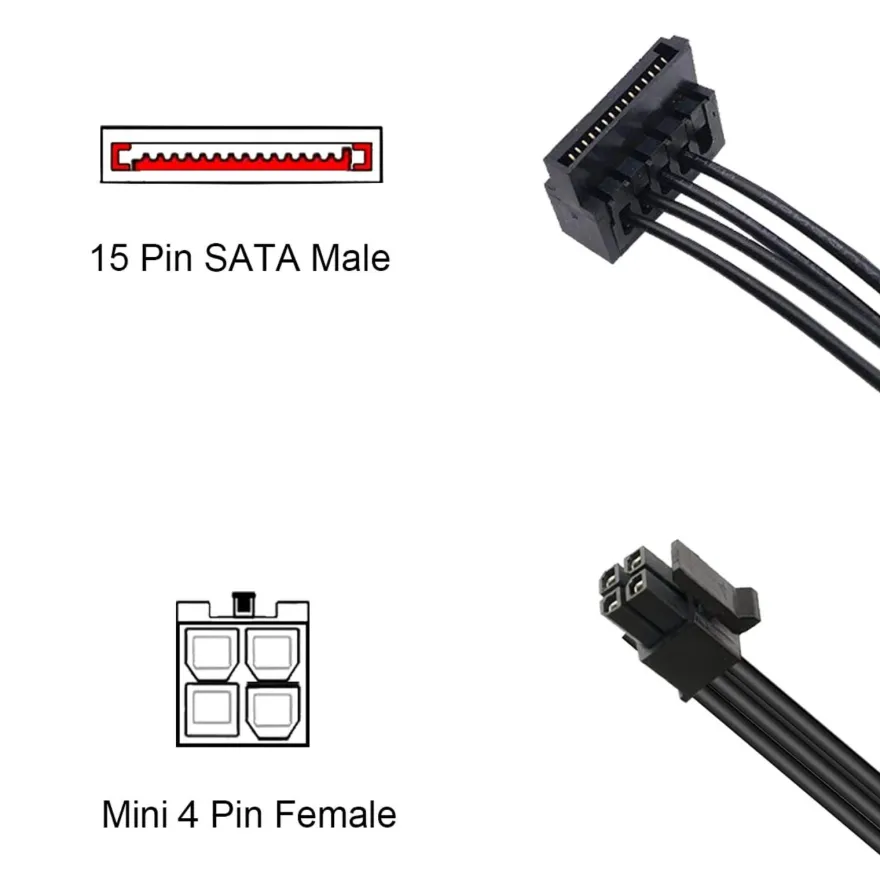 Q59 Motherboard ATX mini 4pin auf 2x SATA SSD Stromkabel Festplatte für Lenovo