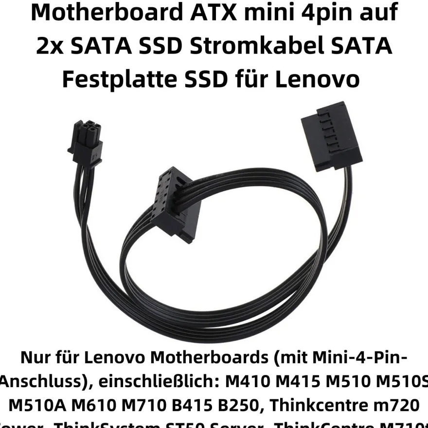 Q59 Motherboard ATX mini 4pin auf 2x SATA SSD Stromkabel Festplatte für Lenovo