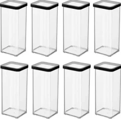 Quadratischer Leckerlibehälter 8x1,5L LOFT schwarz