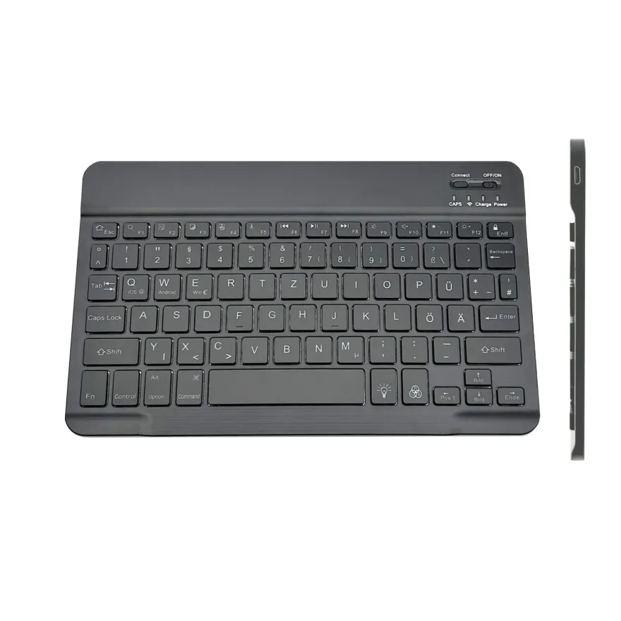 QWERTZ Bluetooth-Tastatur beleuchtet Keyboard für iPad Android & Windows Tablets