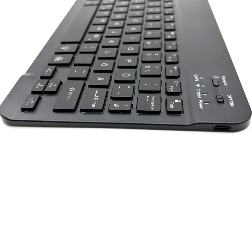 QWERTZ Bluetooth-Tastatur beleuchtet Keyboard für iPad Android & Windows Tablets