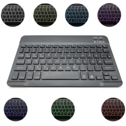 QWERTZ Bluetooth-Tastatur beleuchtet Keyboard für iPad Android & Windows Tablets