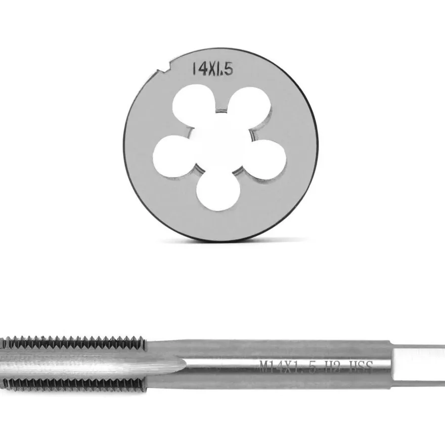 QWORK® Gewindebohrer M14x1.5mm Set, Schnellarbeitsstahl ISO