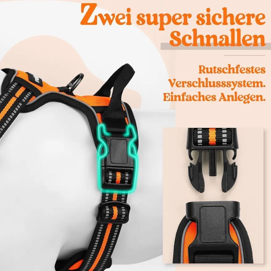 rabbitgoo Anti Zug Hundegeschirr L Orange - Sichere Führung & Komfort für Ihren