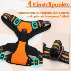 rabbitgoo Anti Zug Hundegeschirr L Orange - Sichere Führung & Komfort für Ihren