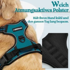 rabbitgoo Anti Zug Hundegeschirr L Dunkelgrün - Kein Ziehen, Sichere Führung